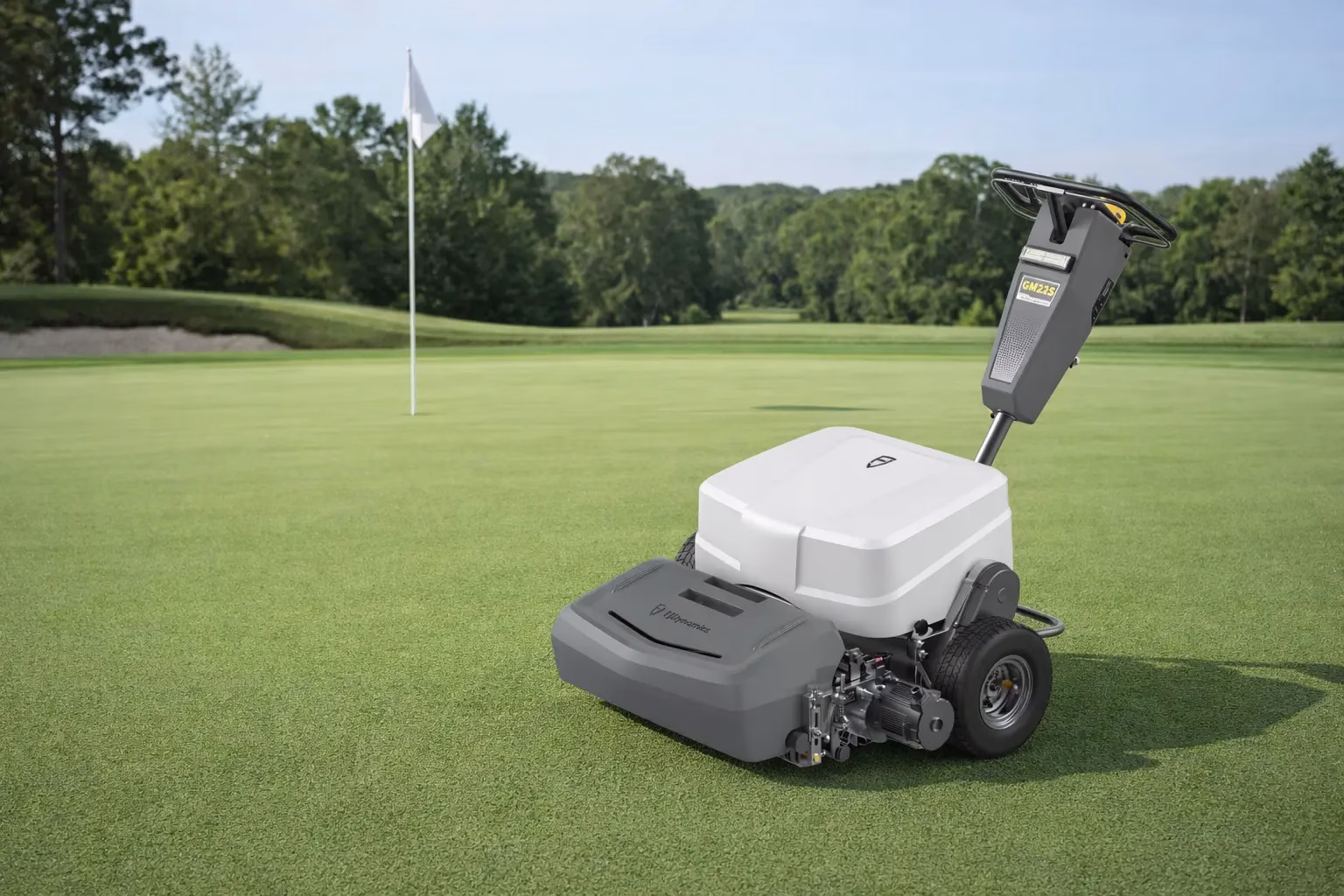 FJ Dynamics GM22S Electric Greens Mower on Golf Course