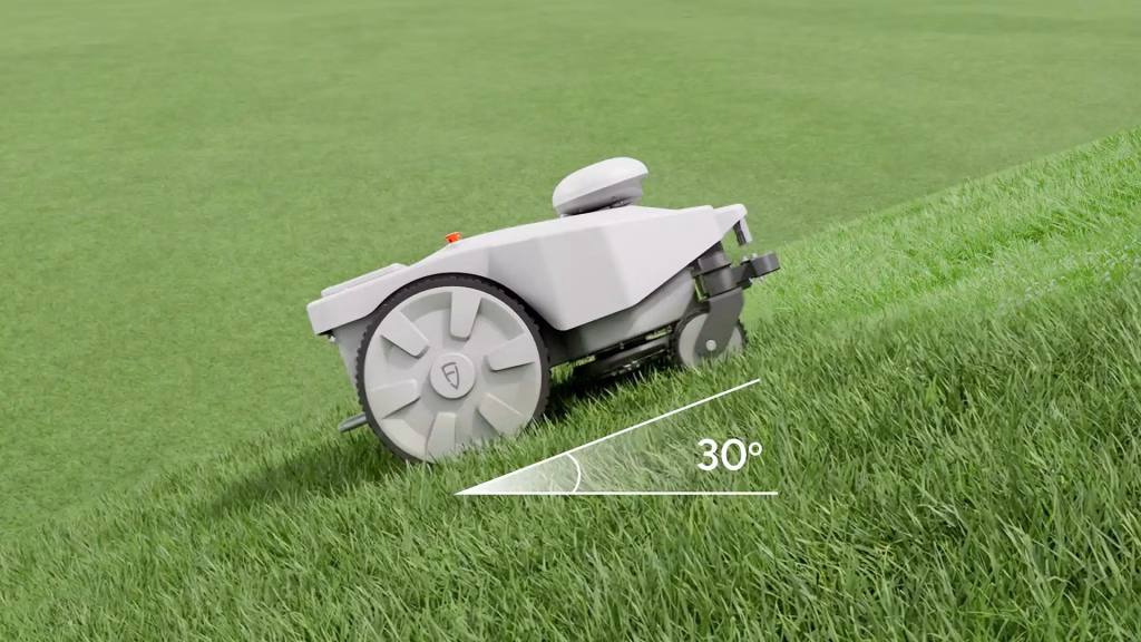 FJ Dynamics FRX robotic mower 30 degree slope